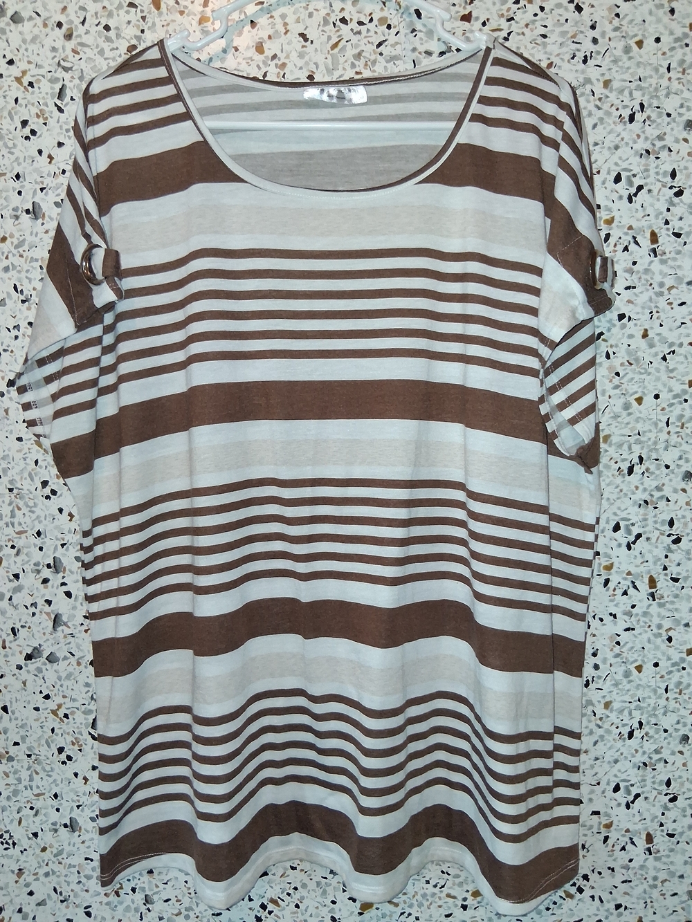Women's Modern Attraction Striped Top Size 3XL Brown White